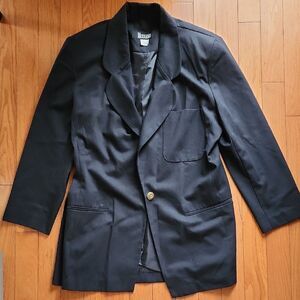 Modiano Black Blazer with Gold Button Detail - Women's Size 10